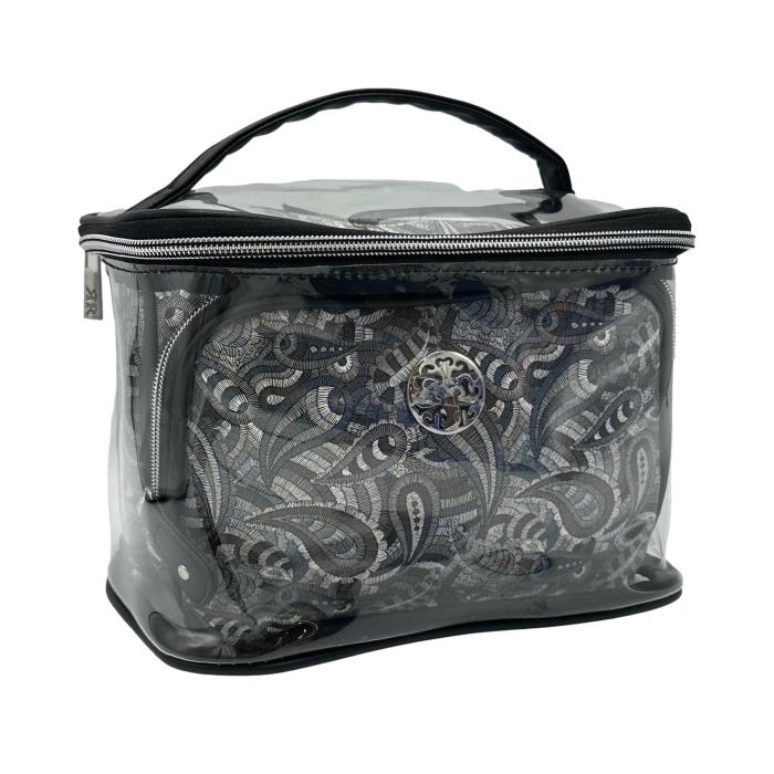 3 PC GRAY COSMETIC BAG SET